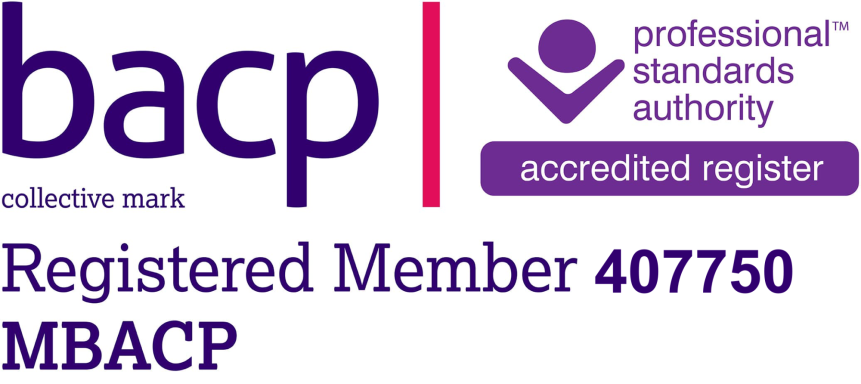 BACP registered member logo with accreditation details.